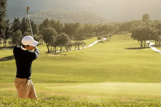playing golf on the course