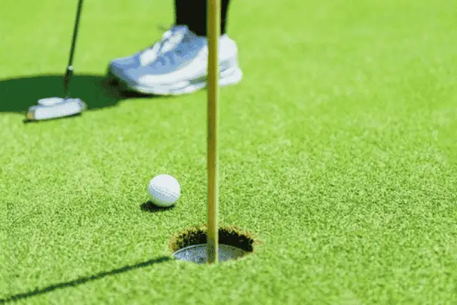 golf ball in the course near the hole