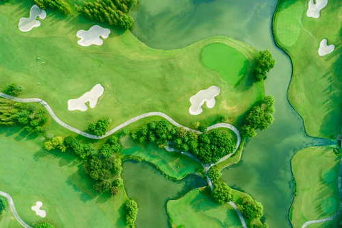 Areal view of golf course