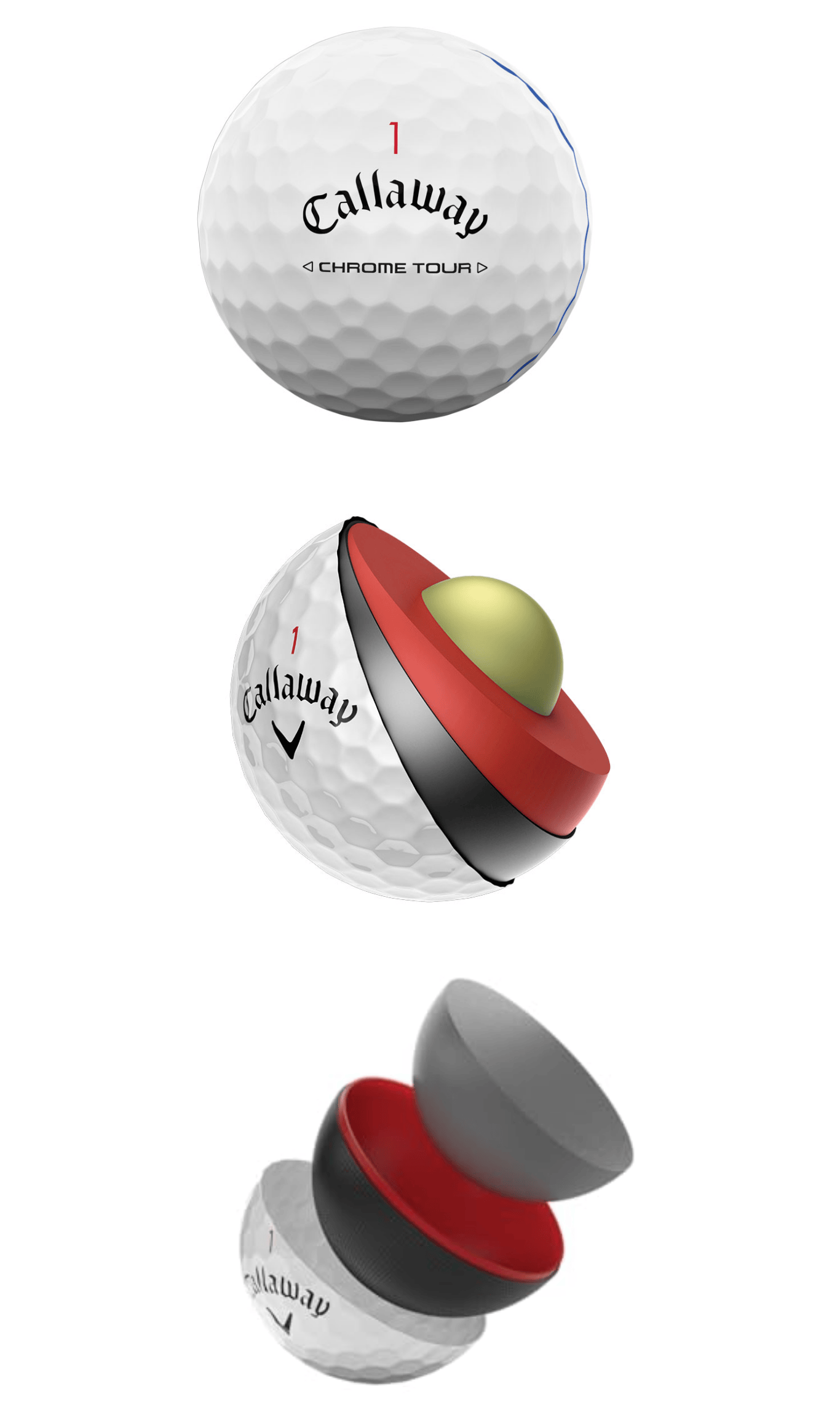 different layer of Callaway Chrome Soft Balls for the article Callaway Chrome Soft Golf Balls Review