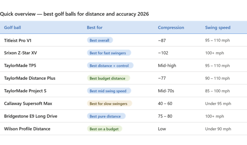 Best Golf Ball LIST for Distance and Accuracy