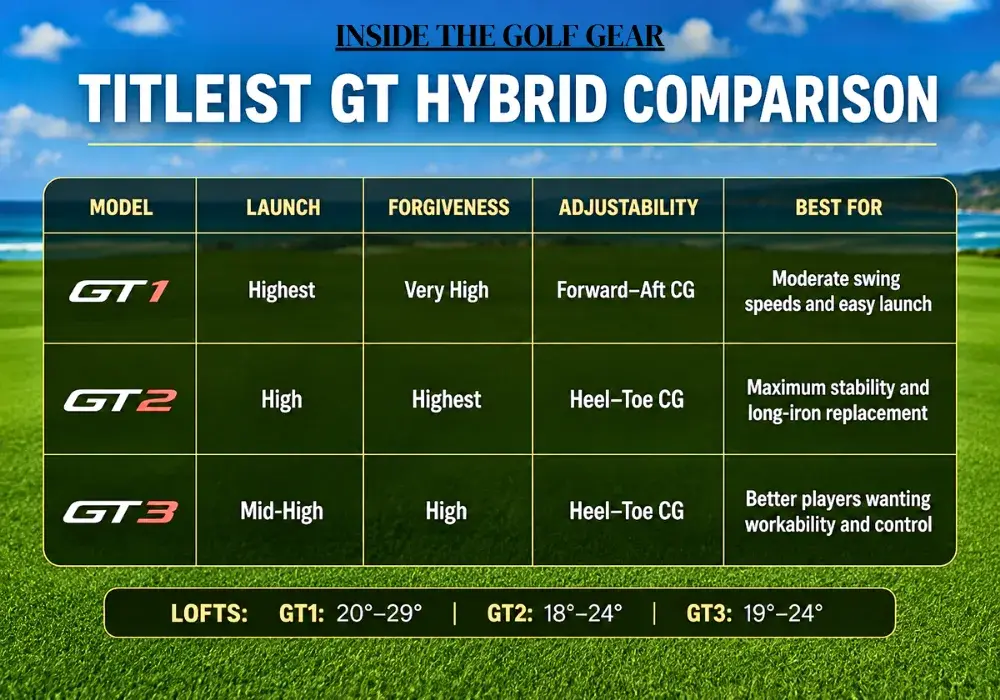 titleist GT1, GT2, and GT3 Hybrids COMPARISON